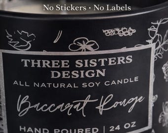 Baccarat Rouge Inspired Soy Candle | Laser Engraved Matte Black Jar