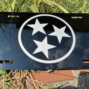 Tristar License Plate laser engraved Tennessee symbol