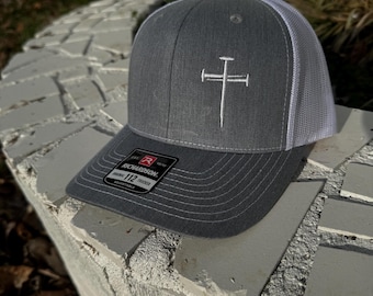 Nail Cross Embroidered Trucker Cap – Minimalist Faith Hat – Richardson 112 Christian Apparel