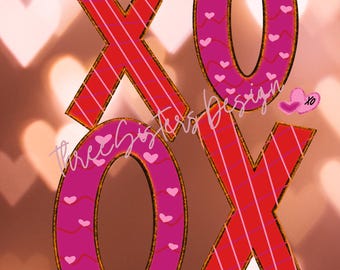 XOXO Valentine PNG | T-Shirt Graphic (Instant Download