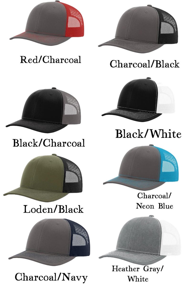May include: A set of ten trucker hats with different color combinations. The hats are all made of a soft, breathable fabric and feature a mesh back for ventilation. The hats are available in a variety of colors, including red, charcoal, black, white, neon blue, and navy.