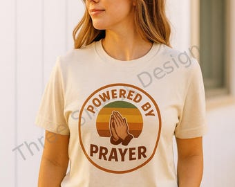 Retro Christian Badge Design • Powered By Prayer PNG SVG