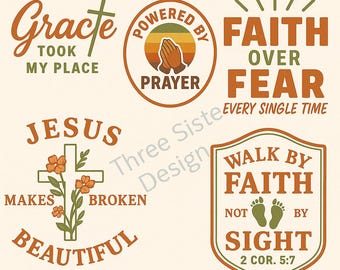 Earthy Christian Designs • Faith Bible Verse PNG SVG Bundle
