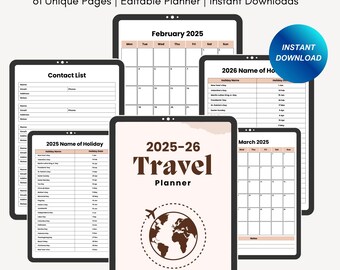 Digital Travel Planner, Travel Journal, Trip Planner, Vacation Planner, Travel Organizer, Holiday Planner, GoodNotes Planner, Packing List