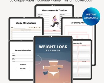 30 Page Printable Pink Weight Loss Journal Pink Weight Loss Bundle With ...