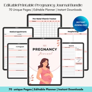 Canva Pregnancy Template Bundle MRR with Master Resale Rights, Editable Pregnancy Pack, Pregnancy Checklist, Planner, Guides, PLR Product