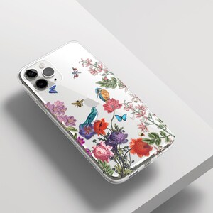 Floral iPhone 16 Bookish Vintage Flower, iPhone 16e Case, iPhone 16 Plus Case, iPhone 16 Pro Max Case, Clear Case | Willow and Whispers©