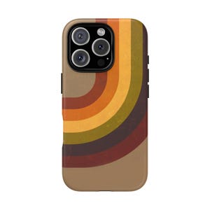 Custodia personalizzata retrò marrone arcobaleno per iPhone 16e, iPhone 16+, iPhone 16 Pro Mac, custodia resistente / Willow and Whispers©
