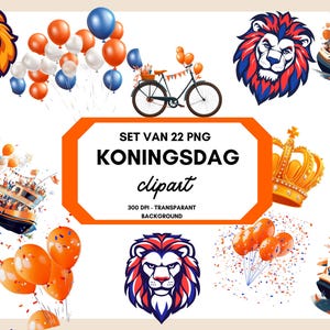 Clipart de Kingsday png, Kingsday SVG, descarga digital, Países Bajos, fiesta holandesa, Ámsterdam, Holanda, regalo para holandeses, corona naranja