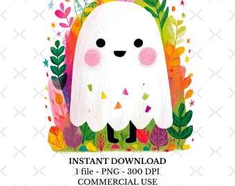 Cute Ghost png, Kids Halloween clipart, Halloween Party, Spooky Season png, Trick or Treat clipart, Ghost png, Cute Halloween png