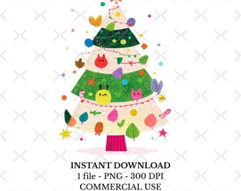 Árbol de Navidad png, clipart de árbol de Navidad, camiseta navideña, feliz Navidad png, árbol de Navidad coqueto, diseño de sublimación, acuarela