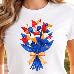 Koningsdag png, Tulips Dutch flowers clipart, The Netherlands png, Kingsday svg, Patchwork Flower Design, Sublimation, Digital Download