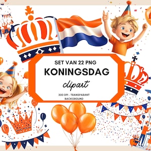 Clipart de Kingsday png, Kingsday SVG, descarga digital, Países Bajos, fiesta holandesa, Ámsterdam, Holanda, regalo para holandeses, corona naranja