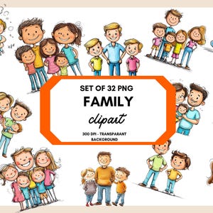 Father’s Day Family Clipart Bundle – 32 PNGs | Dad with Kids | Family Portrait| Printable Digital Download | Sublimation Design svg