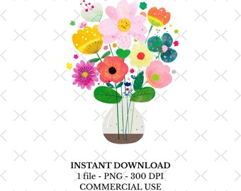 Flower png, flowers clipart, floral clipart, watercolor flower,flower bouquet, flower digital illustration, digital download