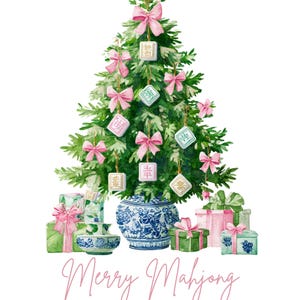 Mahjong Clipart, Mahjong Tiles Png, Watercolor Mahjong Png, Merry Mahjong, Chinoiserie Art, Mahjong Christmas, Holiday Clipart