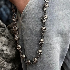 Gothic Skull Wallet Chain | Punk Keychain Chain for Men, Grunge Jewelry, Gothic Accessories, Chunky Pocket Chain, Biker Gift for Him