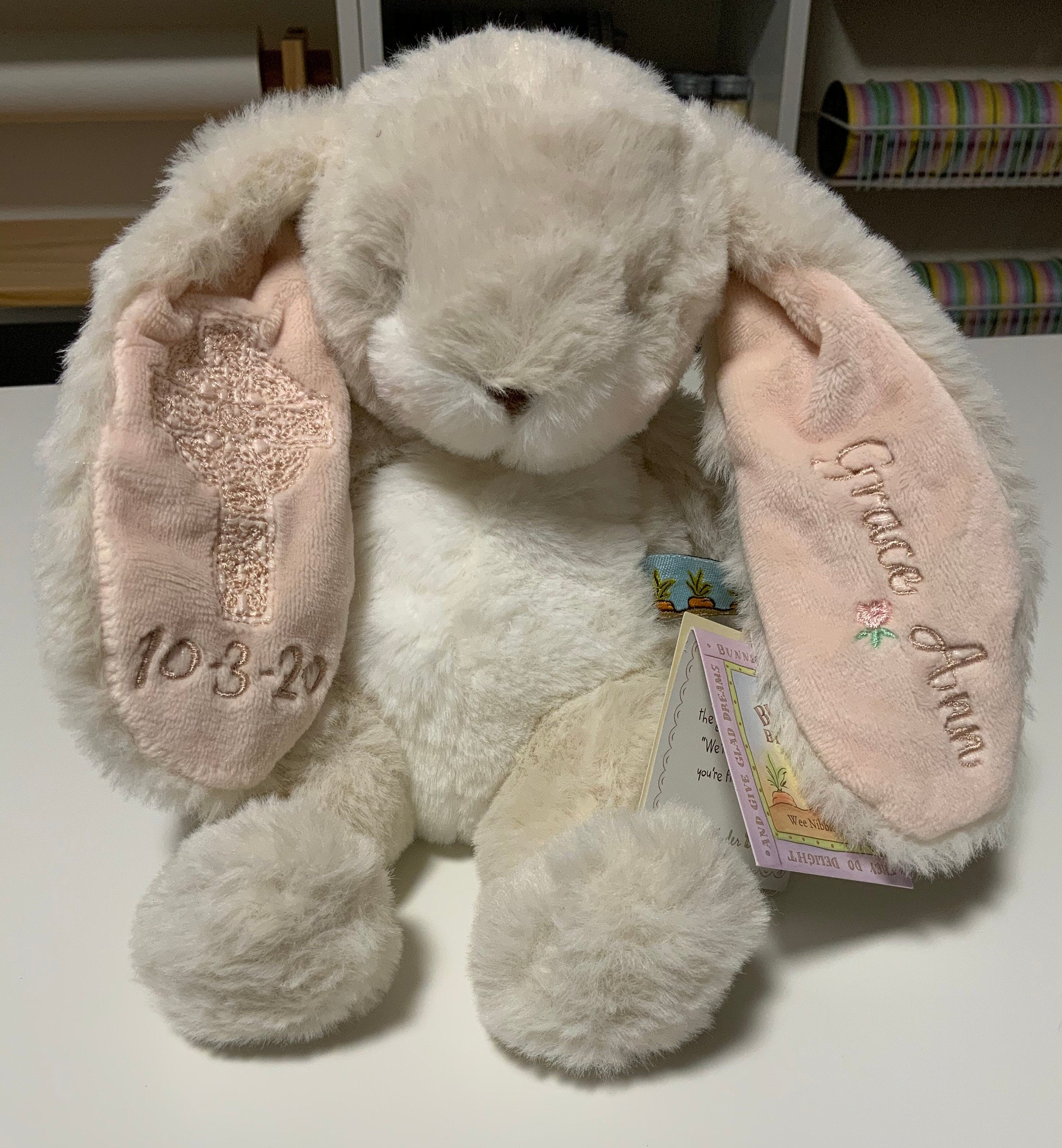 Bunnies by the Bay 8” Cream Wee Nibble Personalized First