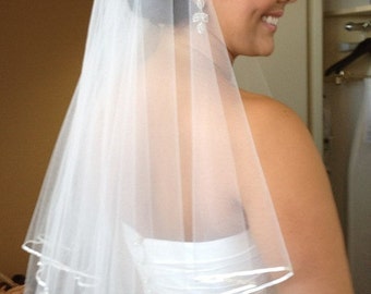Michelle's double tiered silk ribbon edged veil
