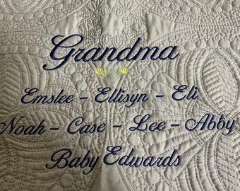 50” by 60” Personalized Family Heirloom Lap Quilt for Grandparents, Birthday, Mother, Father’s Day, Family Tree Quilt