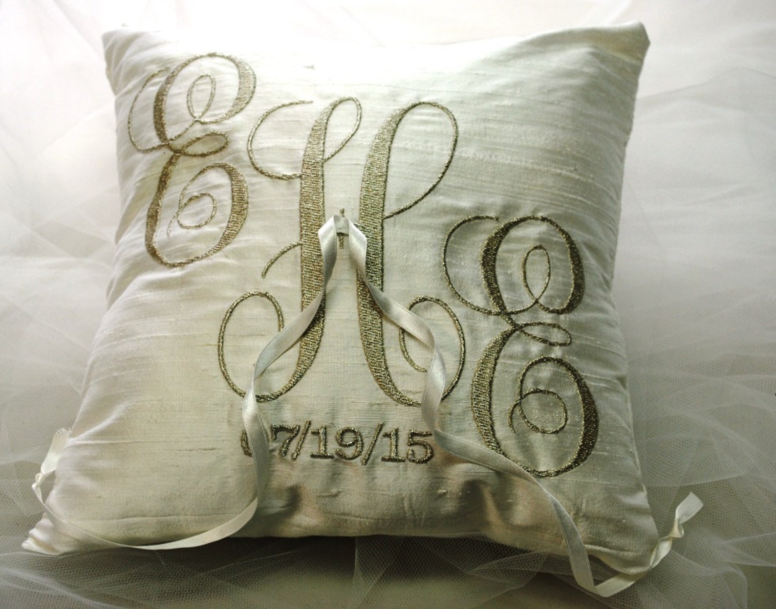 Monogrammed Ring Bearer Pillow Etsy
