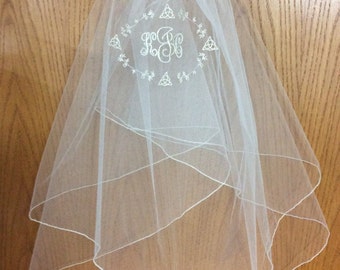 Celtic  Triquetra monogrammed Communion veil