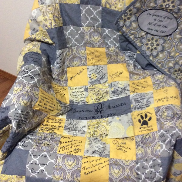 Custom Personalized Signature Wedding Quilt