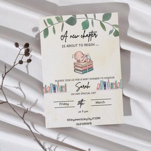 A New Chapter Baby Shower Invite, Editable New Chapter about to begin baby shower invite,  Baby Shower Invite, Book Baby Shower