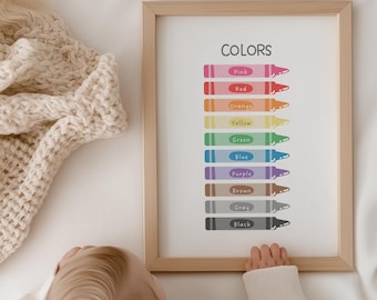Colors Poster, Printable Educational Wall Art, Homeschool Decor, Nursery Decor, Classroom Decor, Digital Download