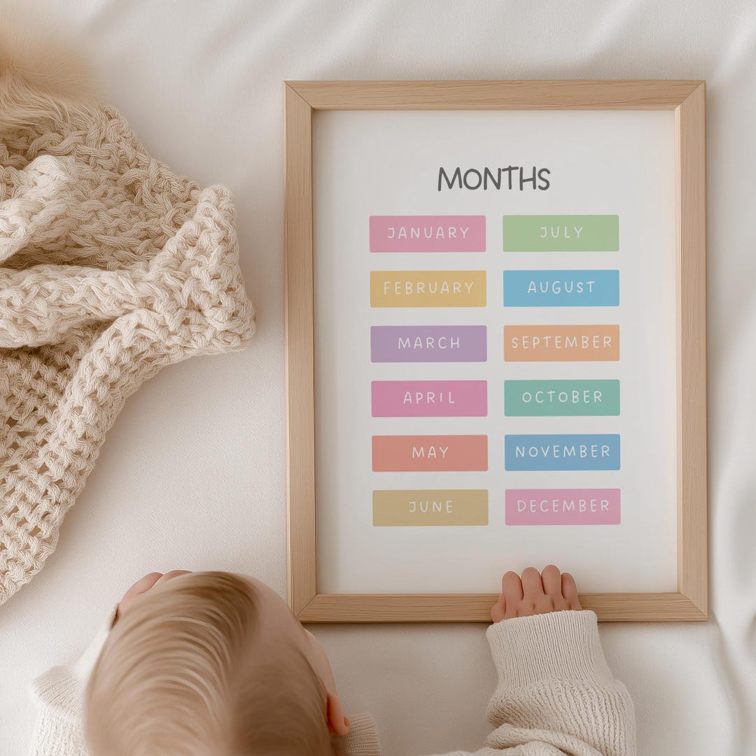 Rainbow Months of the Year Poster, Printable Educational Wall Art ...