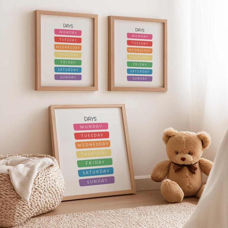 Rainbow Days of the Week Poster, Printable Educational Wall Art ...