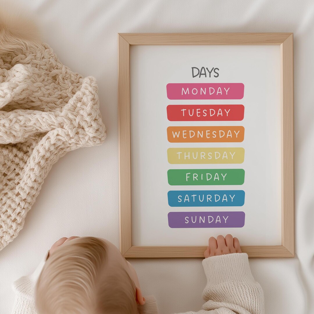 Rainbow Days of the Week Poster, Printable Educational Wall Art ...