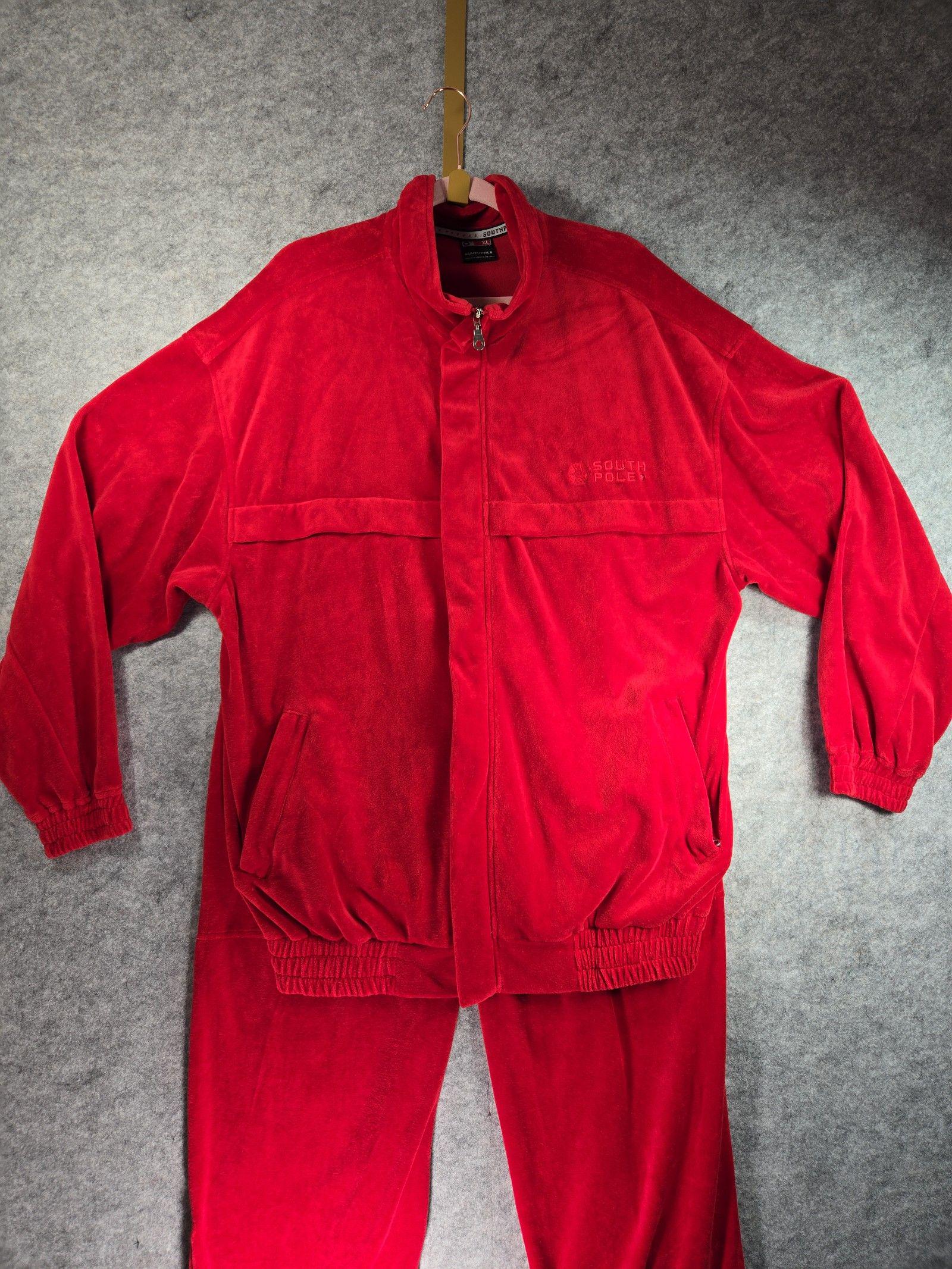 Vintage Y2K Southpole Velour Track Suit 2 Pc Red Men's XL 90s