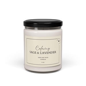 Calming Sage & Lavender Soy Candle - Aromatherapy, Relaxation, Home Decor, Gift for Her, Eco-Friendly