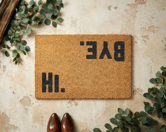 Zerbino in cocco con scritta "Ciao." e "Ciao." | Zerbino divertente | Zerbino di benvenuto per la porta d'ingresso | Regalo di inaugurazione della casa | Decorazione per l'ingresso