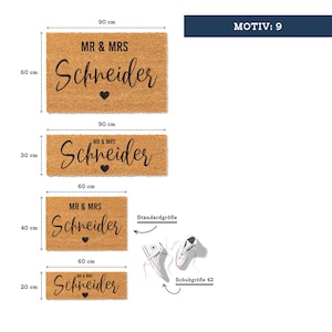 Fußmatte Personalisierbar aus Kokos mit Familienname „Willkommen bei Familie“ | Hochzeitsgeschenk | Geschenk Einzug | Willkommen Türmatte Motiv - 9