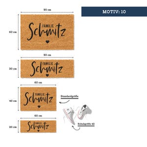 Fußmatte Personalisierbar aus Kokos mit Familienname „Willkommen bei Familie“ | Hochzeitsgeschenk | Geschenk Einzug | Willkommen Türmatte Motiv - 10