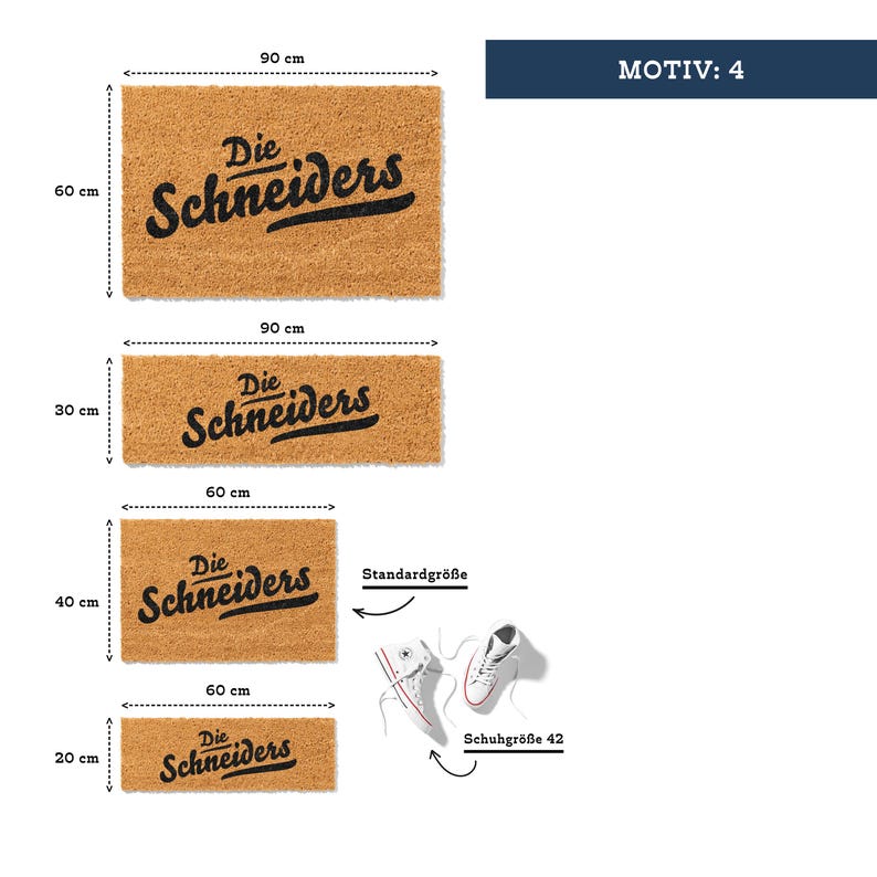 Fußmatte Personalisierbar aus Kokos mit Familienname „Willkommen bei Familie“ | Hochzeitsgeschenk | Geschenk Einzug | Willkommen Türmatte Motiv - 4