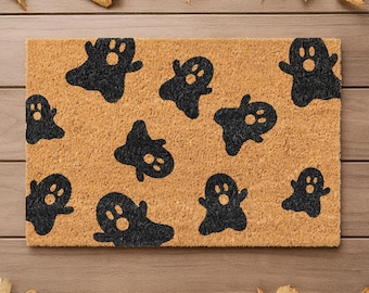Halloween doormat, coconut mat, ghosts | Doormat with a cute ghost pattern | Autumn decoration for the entrance area | Housewarming gift | Welcome