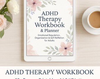 Quaderno di terapia ADHD / Planner ADHD per adulti / Diario di regolazione emotiva / Risorsa per terapeuti / PDF stampabile di oltre 60 pagine
