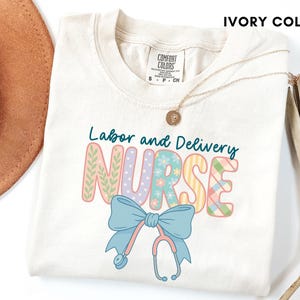 Labor and Delivery Registered Nurse Graduation Gift with Stethoscope & Coquette Bow, Future Nurse T-Shirt, RN Delivery Room Stork Team Shirt