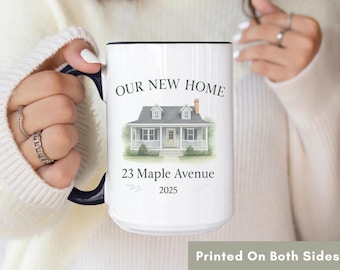 Custom Watercolor House Portrait Coffee Cup, Personalized New Home Mug, Housewarming Couple Gift