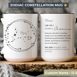 Personalized Birth Chart Zodiac Constellation Mug, Custom Name Astrology Lover Coffee Cup