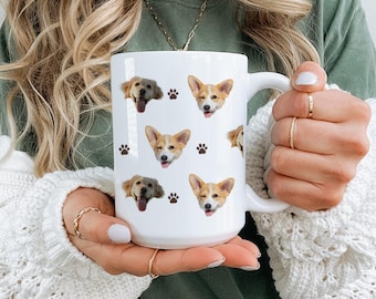 Custom Picture Mug, Personalized Dog Cat Face Coffee Cup, First Time Dad  Mom