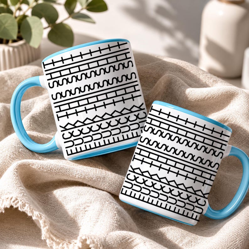White ceramic hidden message mug with minimalist black pattern design that reveals a funny sarcastic phrase inside, perfect as an office humor gift for coworkers, bosses, friends, or Secret Santa exchanges.