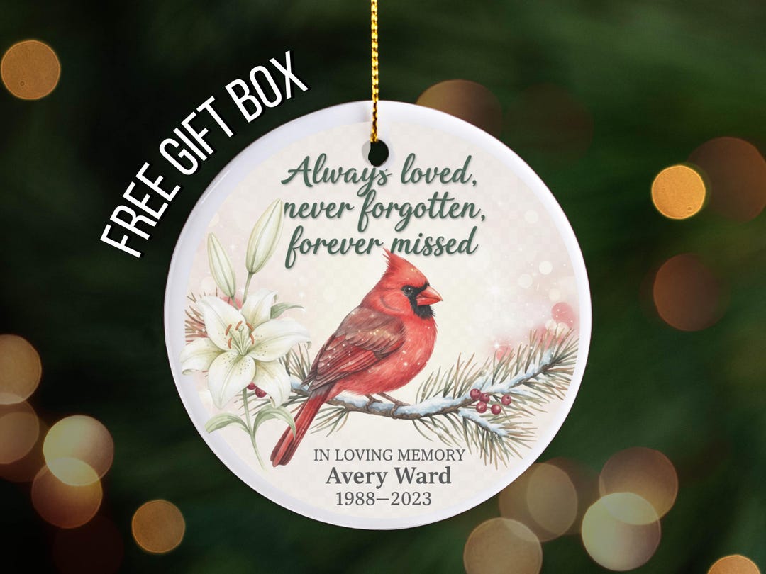 Personalized Cardinal Memorial Ornament, in Loving Memory Christmas ...