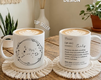Personalized Zodiac Constellation Mug, Custom Birth Chart Astrology Coffee Cup, Celestial Gift for Her