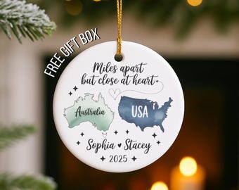 Personalized Long Distance Friendship Ornament – Custom Name Map Xmas Keepsake 2025
