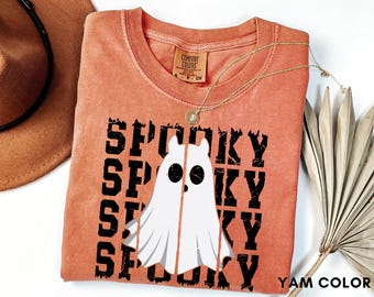 Distressed Summerween Halloween-kostuum-T-shirt, Spooky Ghost Comfort Colors-shirt