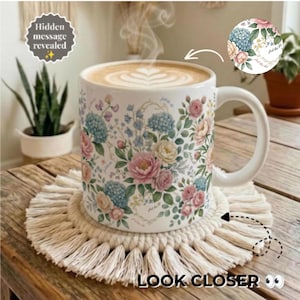 Fuck This Shit Mug, Floral Hidden Message Coffee Cup, Secret Message Mug, Funny Adult Humor Gift, Cottagecore Style, Swear Word Gift